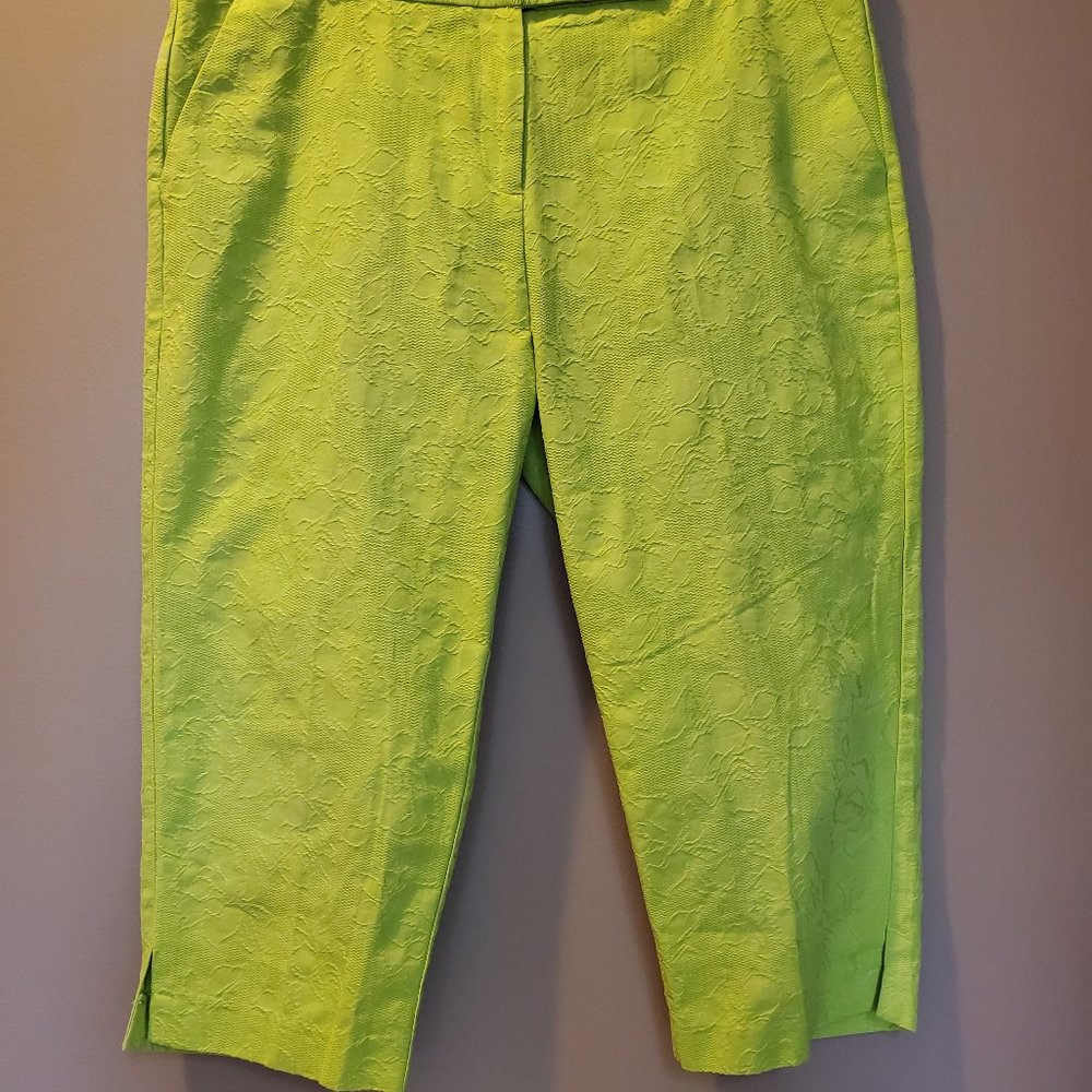 JohnPaulRichard Neon Lime Jacquard Capris
